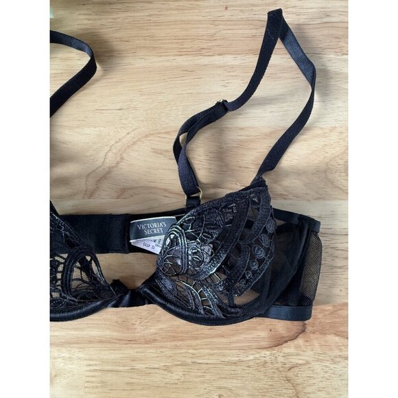 Victoria's Secret Butterfly Luxe Lingerie Sheer Demi Bra Wired Black Sexy NWT - Picture 5 of 9
